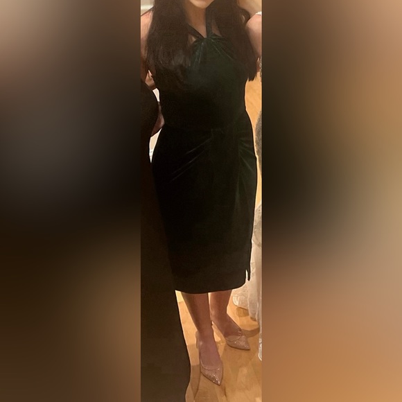 Belle Poque Dark Green Velvet Vintage Cocktail dress- size Small - Picture 3 of 3